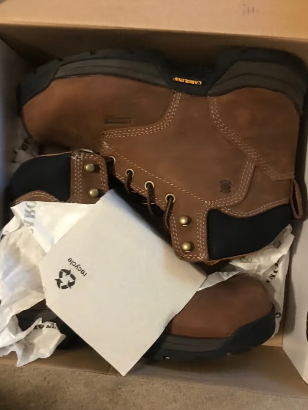 Carolina Medium Brown 5” Internal Metguard boots  - womens 9, mens 7 - brand new